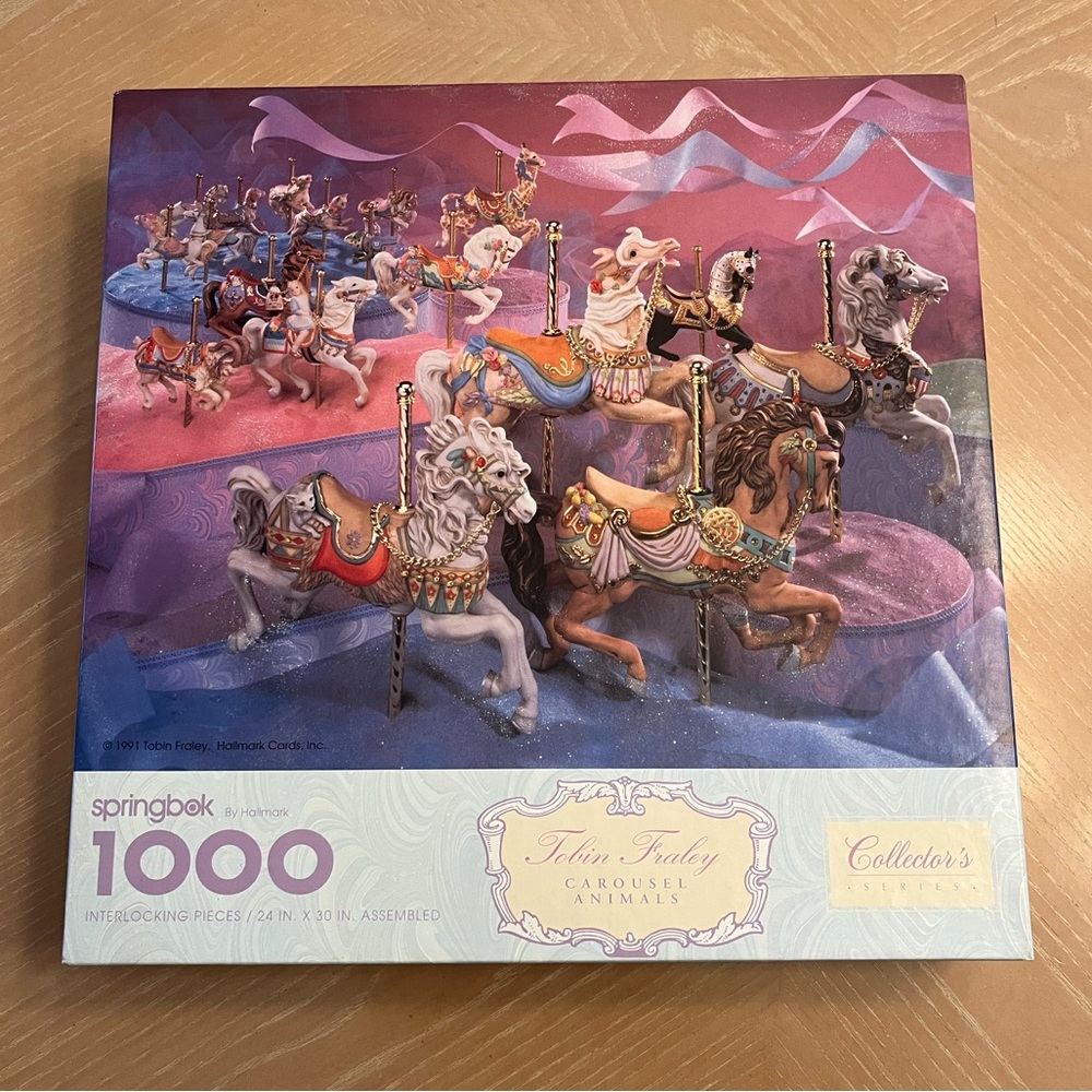 Vintage 1000 piece Tobin Fraley Carousel Animals jigsaw puzzle by Springbok.